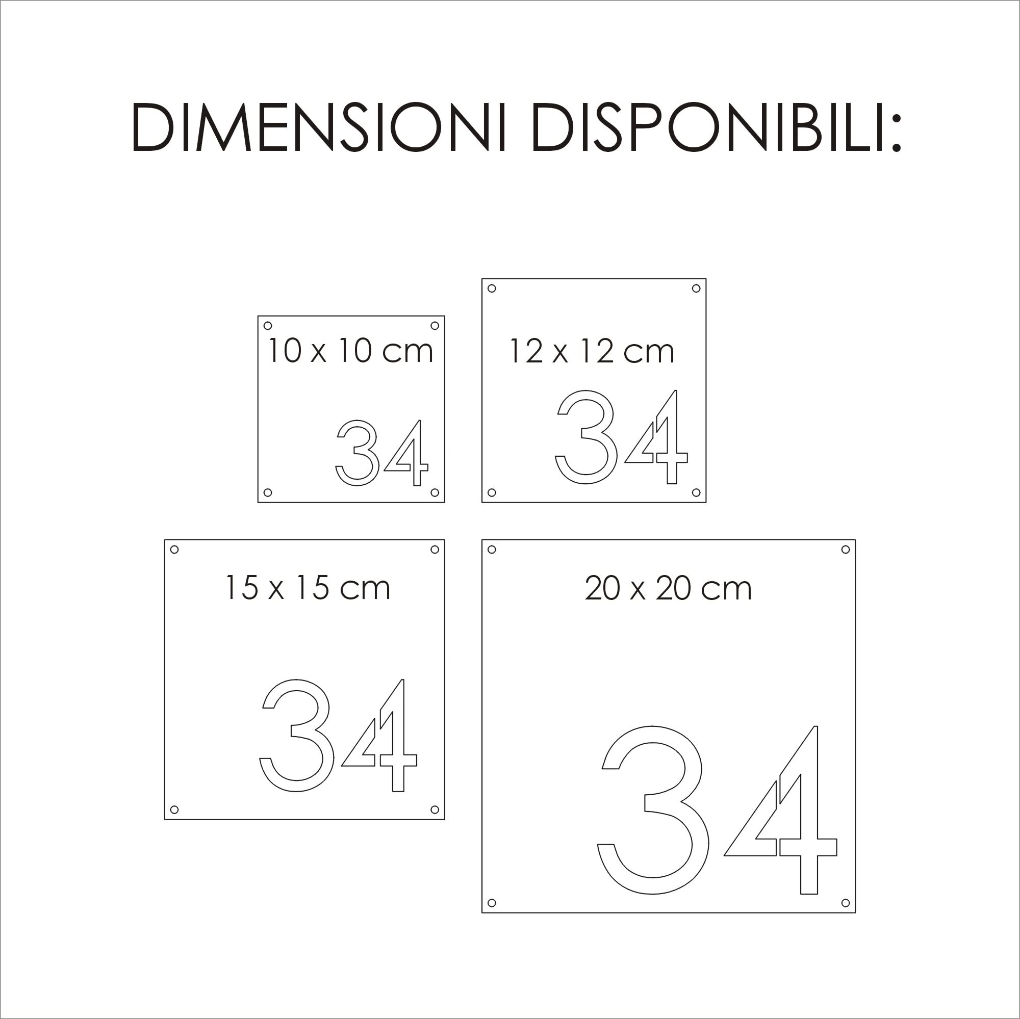 GUIZZO Creart - Numero Civico Esterno in Acciaio Inox, Targa Personalizzata con Numeri Civici Esterni, Via e/o Famiglia e Nomi Made in Italy, Targhetta Personalizzata Porta Ingresso Esterno, 20x20H cm
