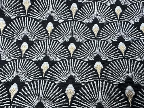 Tissu jacquard de tapisserie gobelin géométrique noir et doré de prestige