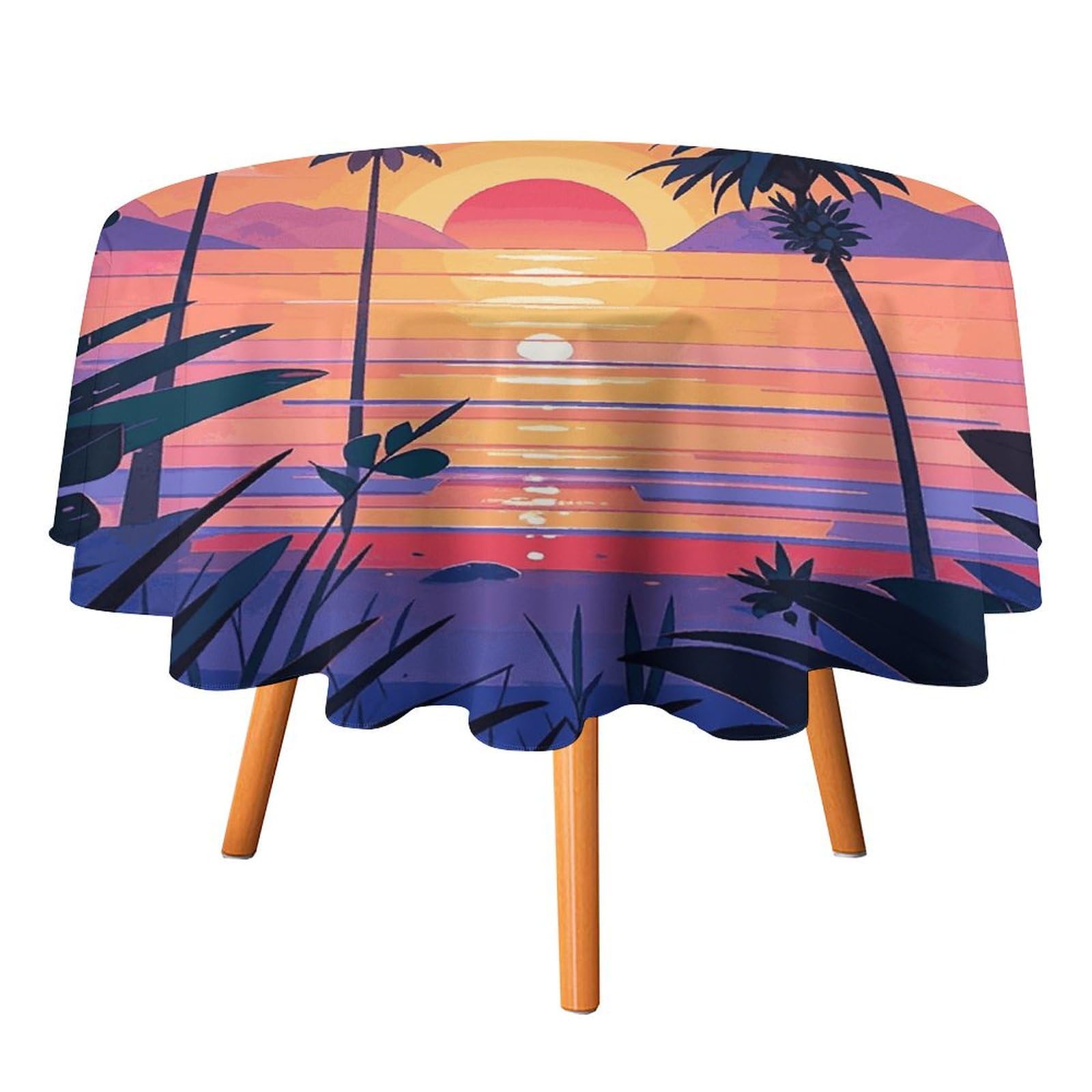 Nappe ronde facile à nettoyer motif mer pour vos dîners de vacances en famille