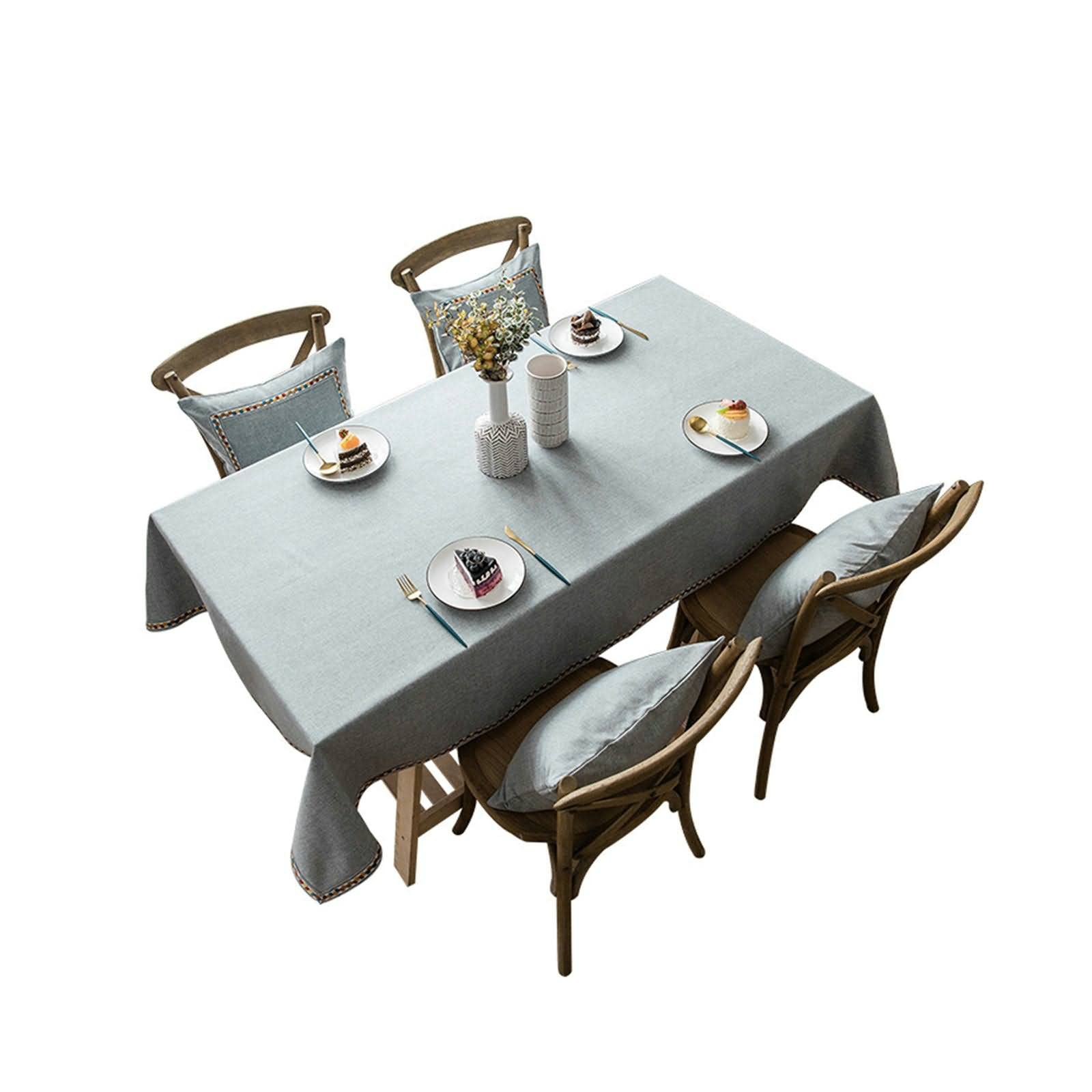 Tischdecked Tischtücher Zum Besticken Stickerei Tischdeckechen Bedside Table Cloth Grau Tischschutz Dekoration 140X200Cm
