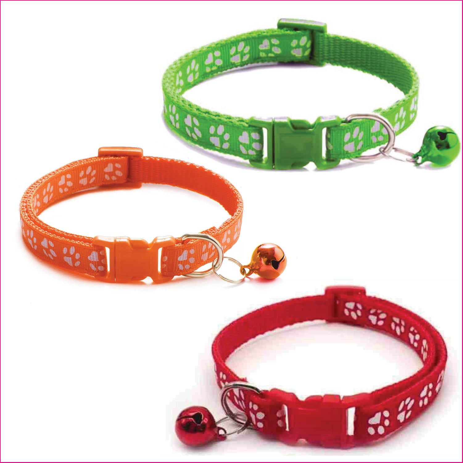 Litvibes Cat Collars Set of 3 with Bell,Kitten & Small Dogs Soft Adjustable Collar Safe,Solid & Protection Breakaway for Cats & Puppies,Cute Kitty with Paw Print-(Green,Orange,Red) (B0D1CJ55ZD) Amazon Price History, Amazon Price Tracker