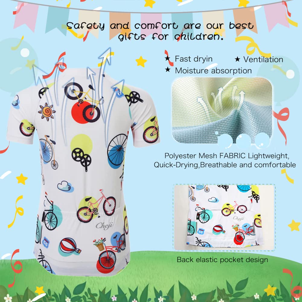 Garçon Combinaison de Cyclisme Enfant Ensemble Été Maillot de Cyclisme Fille & Cuissard Shorts Respirants à Séchage Rapide