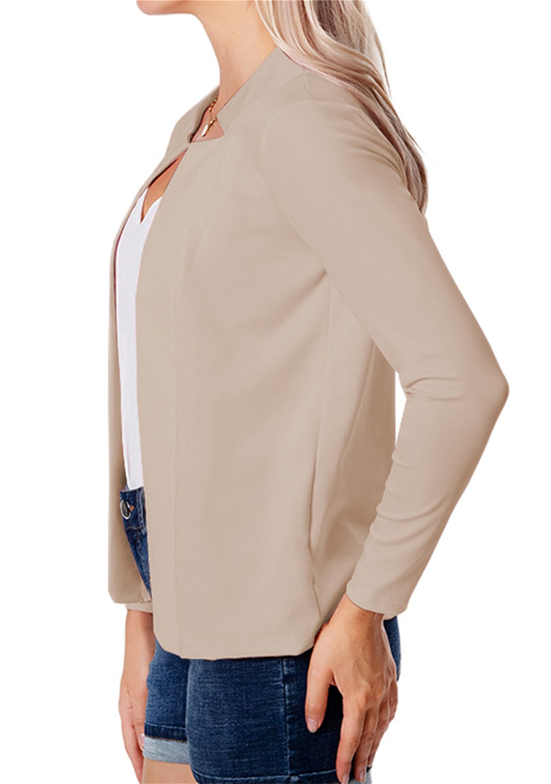 Blazer À Manches Longues Élégant Et Ajusté pour Femmes Blazer Décontracté À Revers Ouvert sur Le Devant Blazer De Bureau d'automne