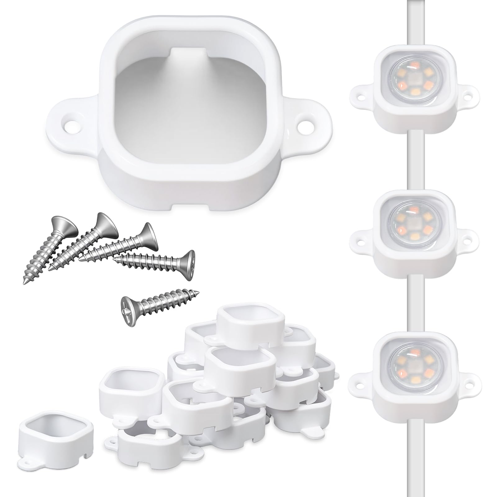 XIEJ 60 Pcs Outdoor Light Mounting Clips for Gove e H706, for Gove e Pro Permanent Outdoor Lights Extension,Replace 3M Glue, Install Firmly