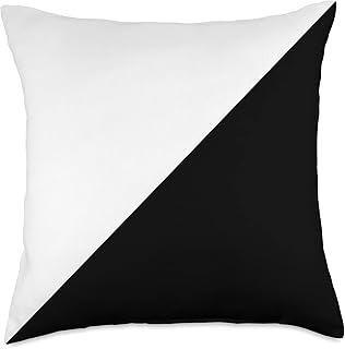 Half Black Half White Plain Aesthetic Modern Boho Minimalist Throw Pillow