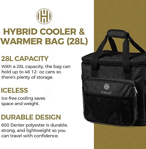 Miniatura 2 de Halo 28L Hybrid Cooler & Warmer Bag  Electric Travel Cooler, Collapsible for Easy Storage, Keep Drinks Cold & Food Warm, Ice Free Cooling, Includes