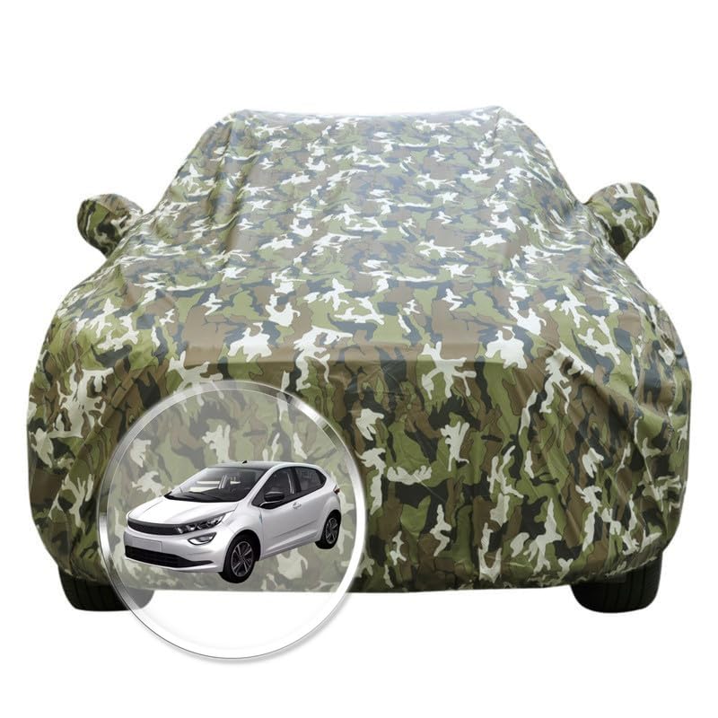 Image of NEODRIFT 'JungleTech' Car Cover for Tata Altroz (Back Long Antenna) (100% Water-Resistant, All Weather Protection, Tailored Fit) (Colour: Military)