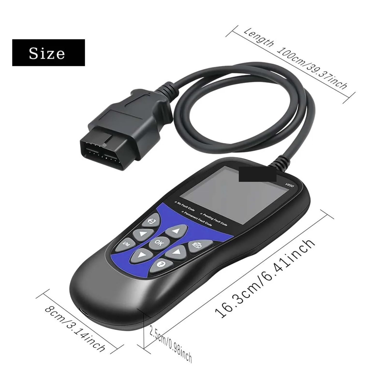 Skaner do Samochodu, V850 Samochodowy skaner diagnostyczny OBD2 Kontrola silnika Czytnik kodów samochodowych Akumulator Wielojęzyczny