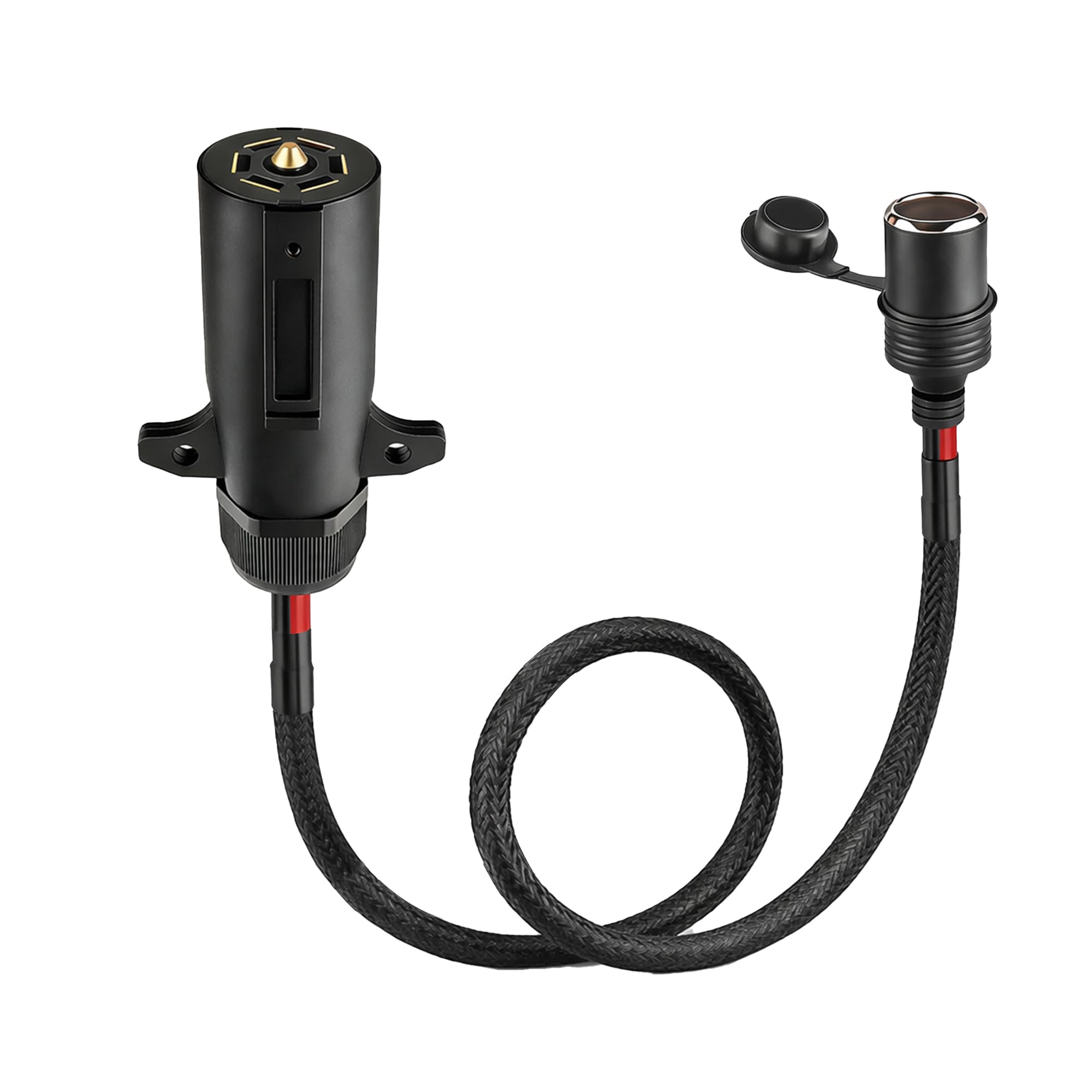 12AWG 7-Way Trailer Plug to Female Cigarette Lighter Power Cable, 7 Pin Blade Connector 12V Power Adapter, Heavy Duty Charger Access for RV Truck Trailer (2FT/63cm) : Automotive