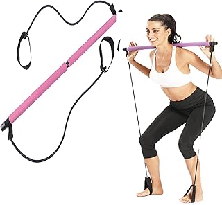 Portable Pilates Bar Kit with Resistance Band,Pilates Sculpt Bar Pilates Resistance Band Pilates Exercise Bar Stick Full Body Workout Exercise Bar for Yoga, Fitness, Stretch, Sculpt