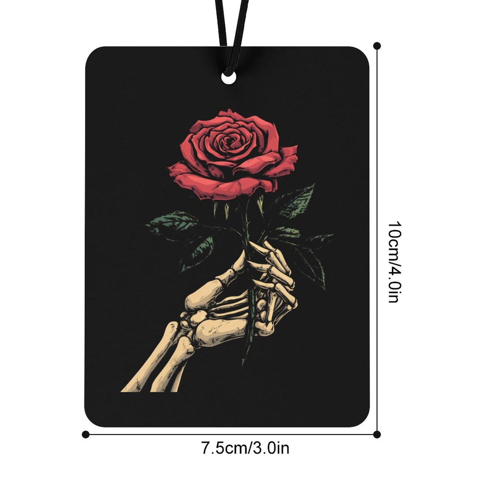 Skeleton Hand Holding Rose Car Air Freshener Hanging Aromatherapy Tablets for Car Accessories Square
