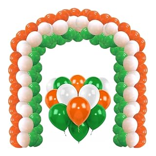 Pop The Party Tri Color Orange White Green Balloons for Decoration Pack of 100