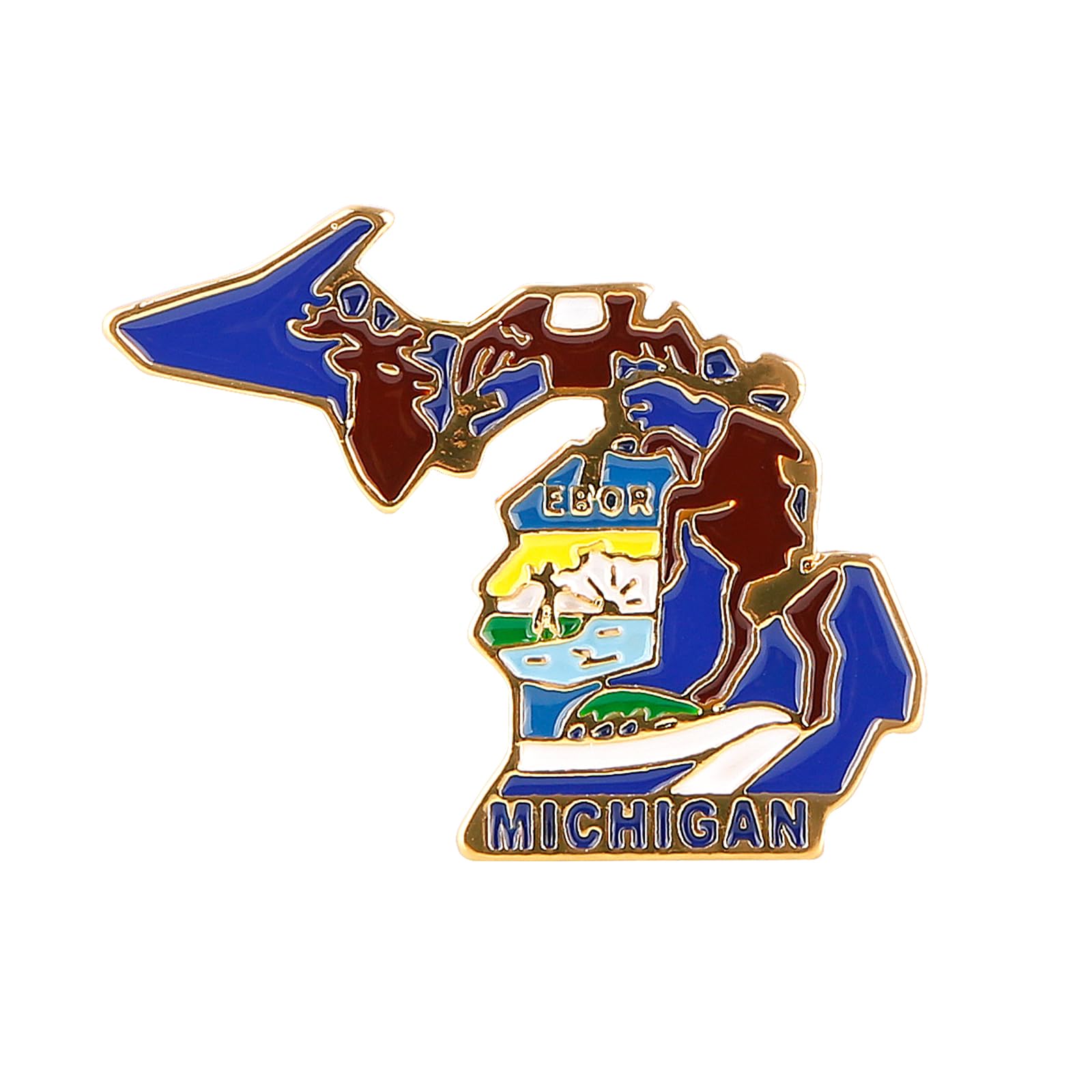 State Shaped Map Lapel Metal Pin Enamel Brooch Keepsake Beautifully Designed for Backpack Hat