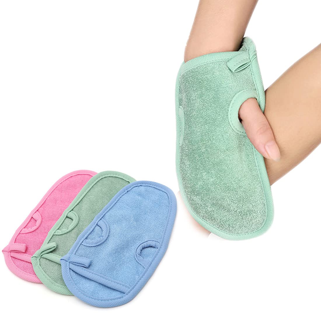 3 manoplas de baño para ducha, masaje corporal, toalla de spa para adultos y niños, exfoliante, lavado de limpieza, color al azar