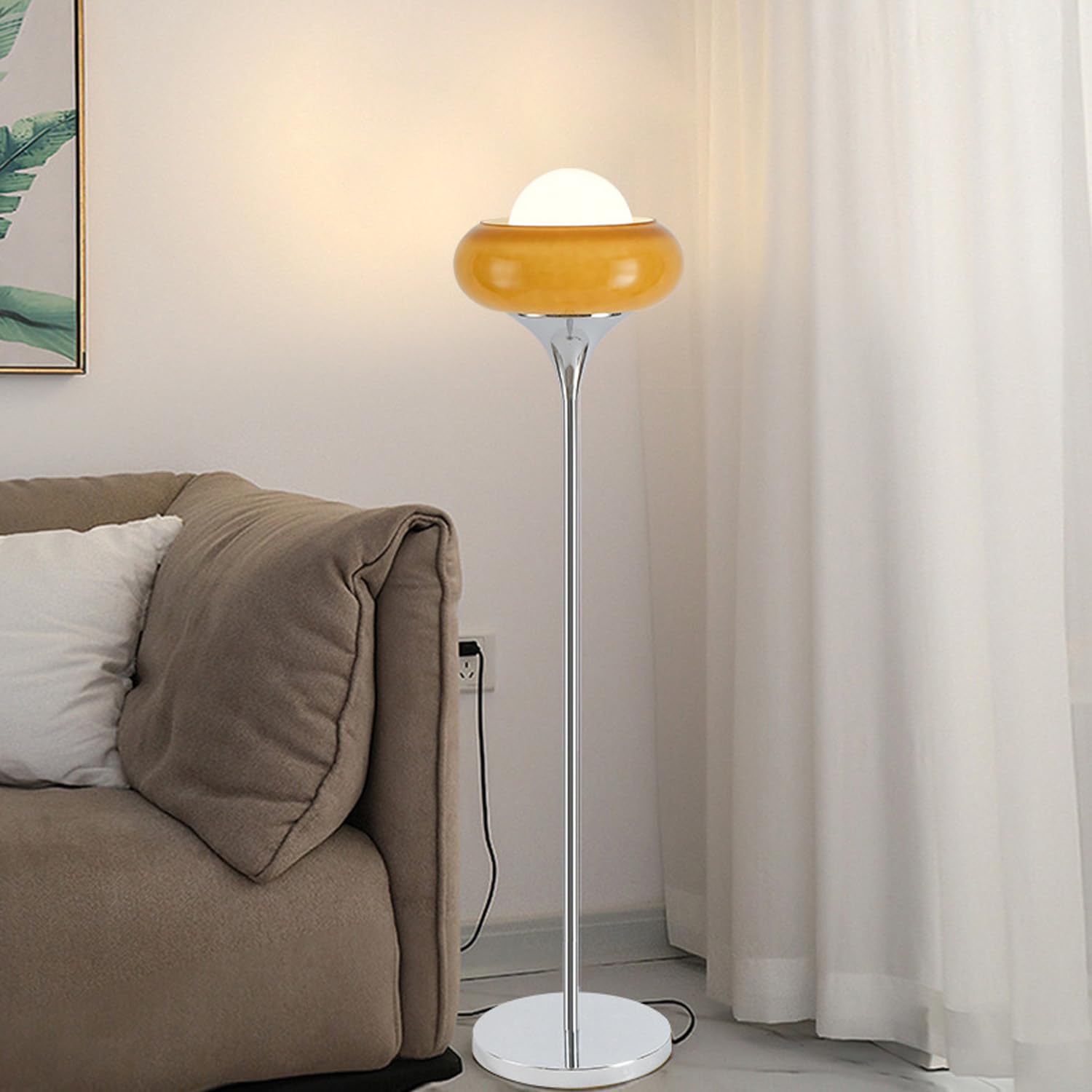 MIXL - Mid-Century Modern Orange Floor Lamp,Bauhaus Style Mushroom