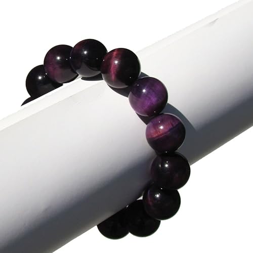 Vista 3 de Om Shanti Crafts pulsera elastizada, obsidiana, color negro, para buena suerte y protección, cuentas de 916 pulgadas, unisex