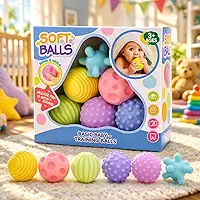 Kit Bolas Sensoriais Premium Bebê Silicone Macio Atóxico 6 Peças Estímulo Motor Texturas Educativas Desenvolvimento Infantil