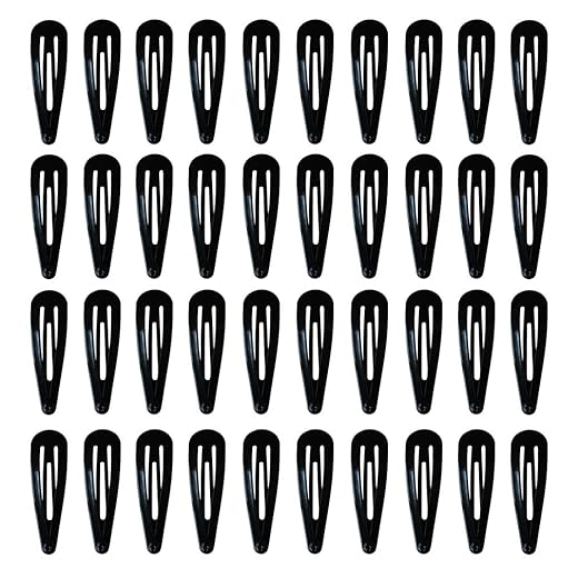 40-Pack Black 2-Inch Metal Snap Hair Clips