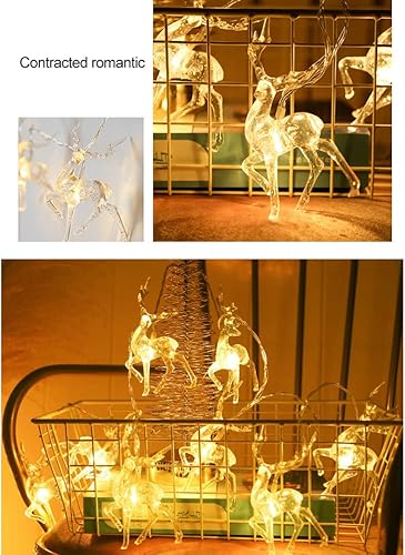 Miniatura 4 de Tira de luces de Navidad con diseño de reno, 10 luces LED de color blanco cálido, funciona con USB, decoraciones de Navidad para regalos de Navidad,