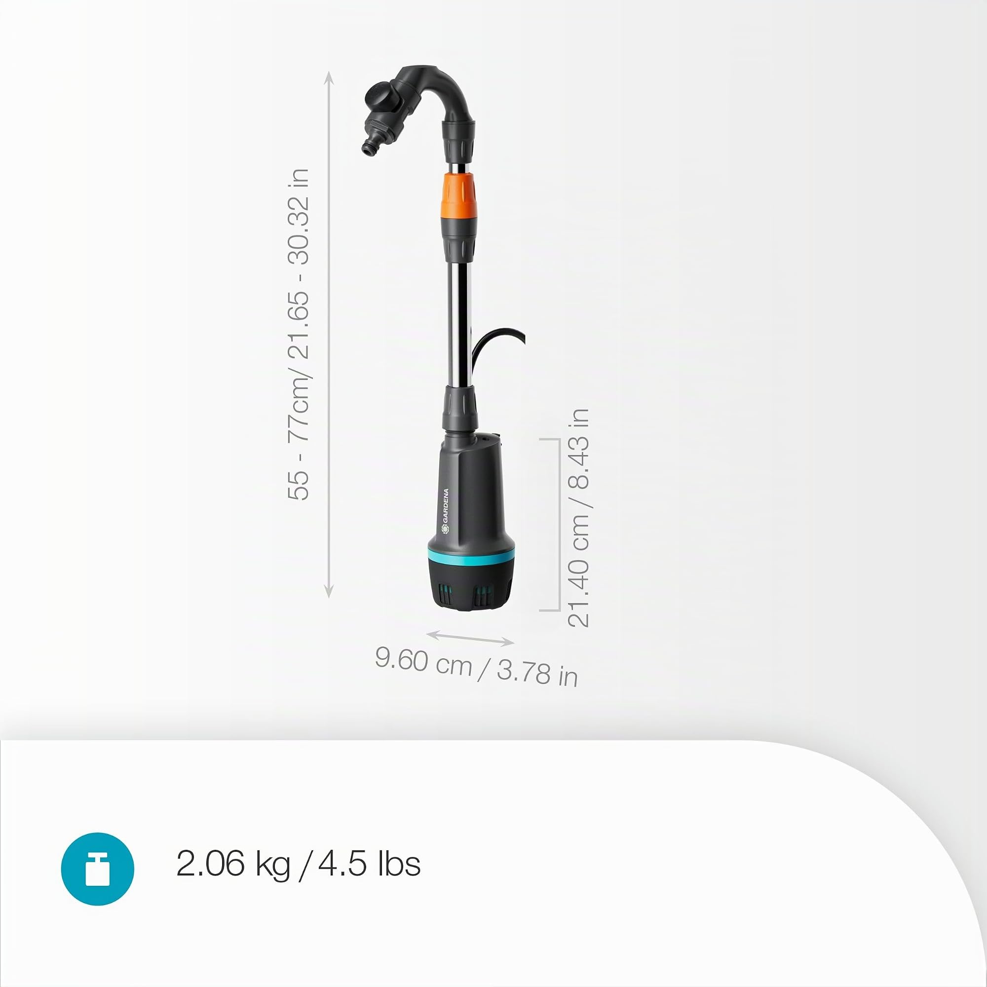 Gardena Bomba de depósito de agua de lluvia con batería 2600 Comfort 18V P4A Solo: Control de riego programado, Función temporizadora, Se adapta a tu depósito de agua, Presión constante (14604-55)