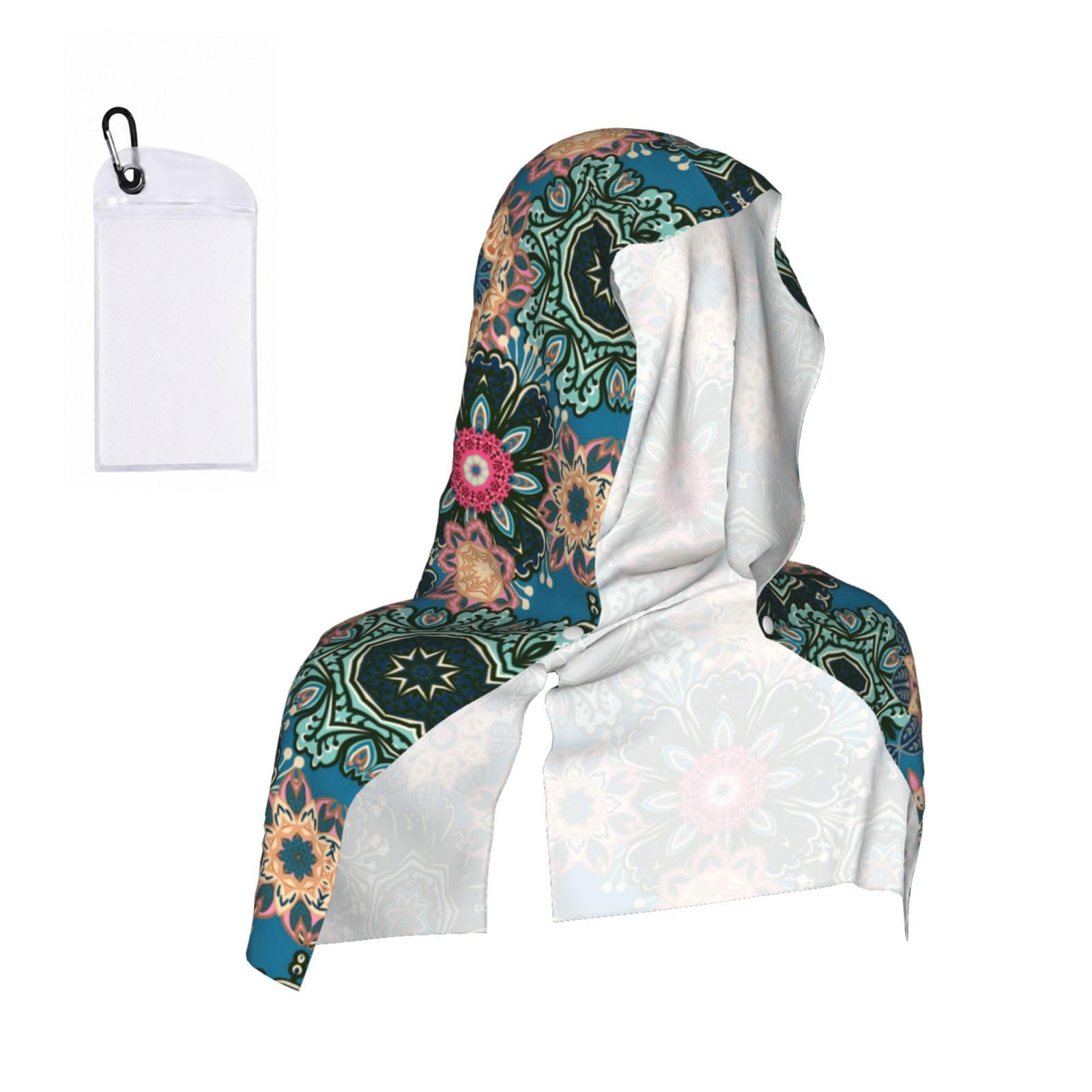 ESNAIUVCD Bohemian Flower Print Multifunctional Cooling Hoodie Bandana Portable Sweat Absorbing Design For Beach Workouts Exercise Heat Relief Accessories