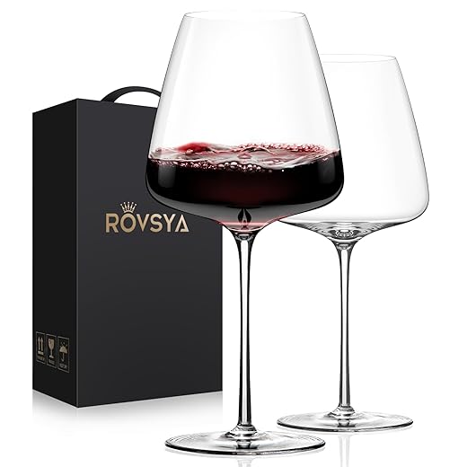 OJA Red Wine Glasses Set of 2, Large Burgundy Glasses 23 OZ, Hand Blown Crystal Glass Light, Clear, Best for Wine tasting, Birthday, Christmas, Anniversary, Father's Day