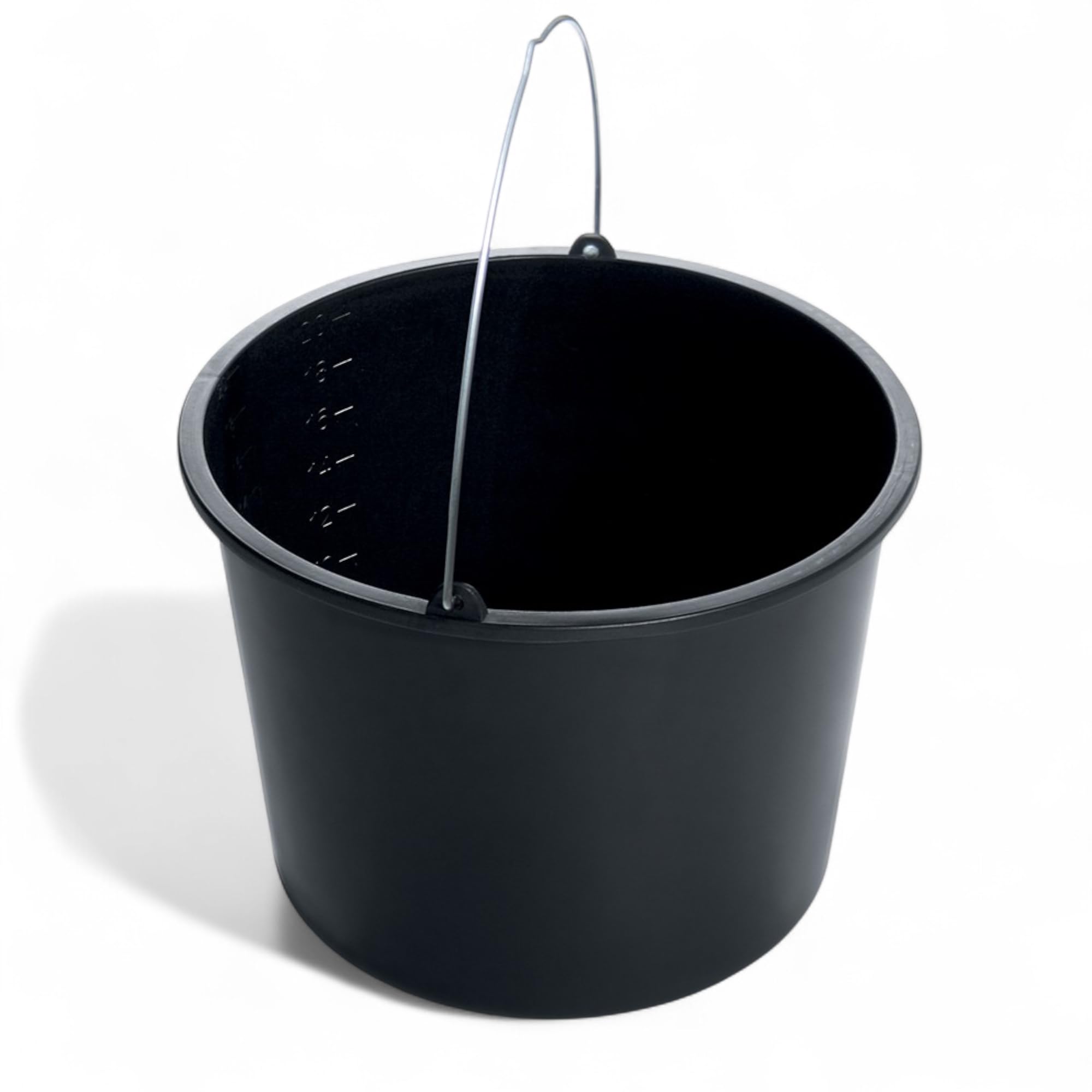 Schwarzer 20L Eimer mit Skala – robuster Kunststoffeimer mit Griff – Putzeimer, Zementeimer, Wassereimer für Garten, Haushalt & Baustelle – Sets 15 St. (15, 20L)