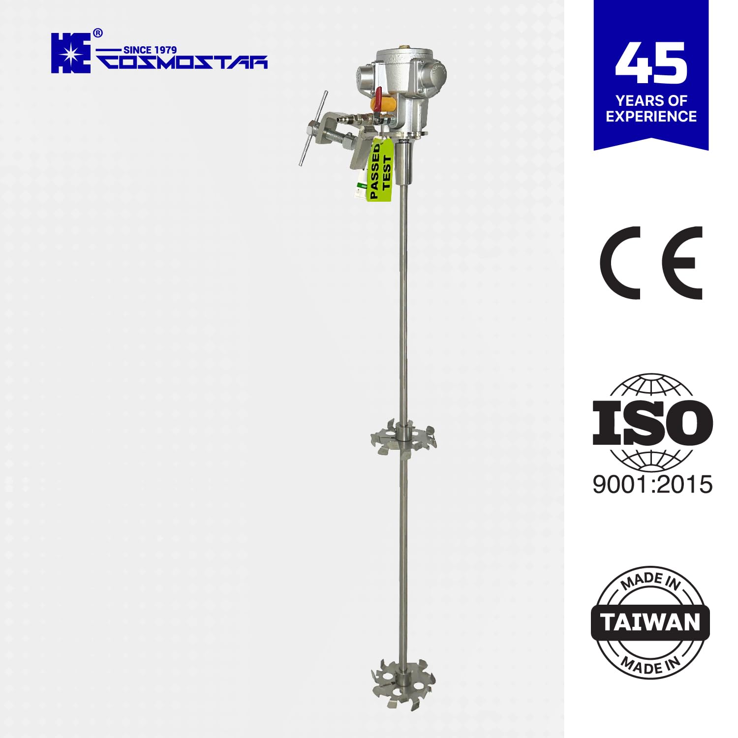 COSMOSTAR Mezclador de tambor de barril de tanque de montaje de abrazadera de agitador neumático de 55 galones | Mezclador de soporte neumático, herramienta de mezcla de pintura Agitador de aire