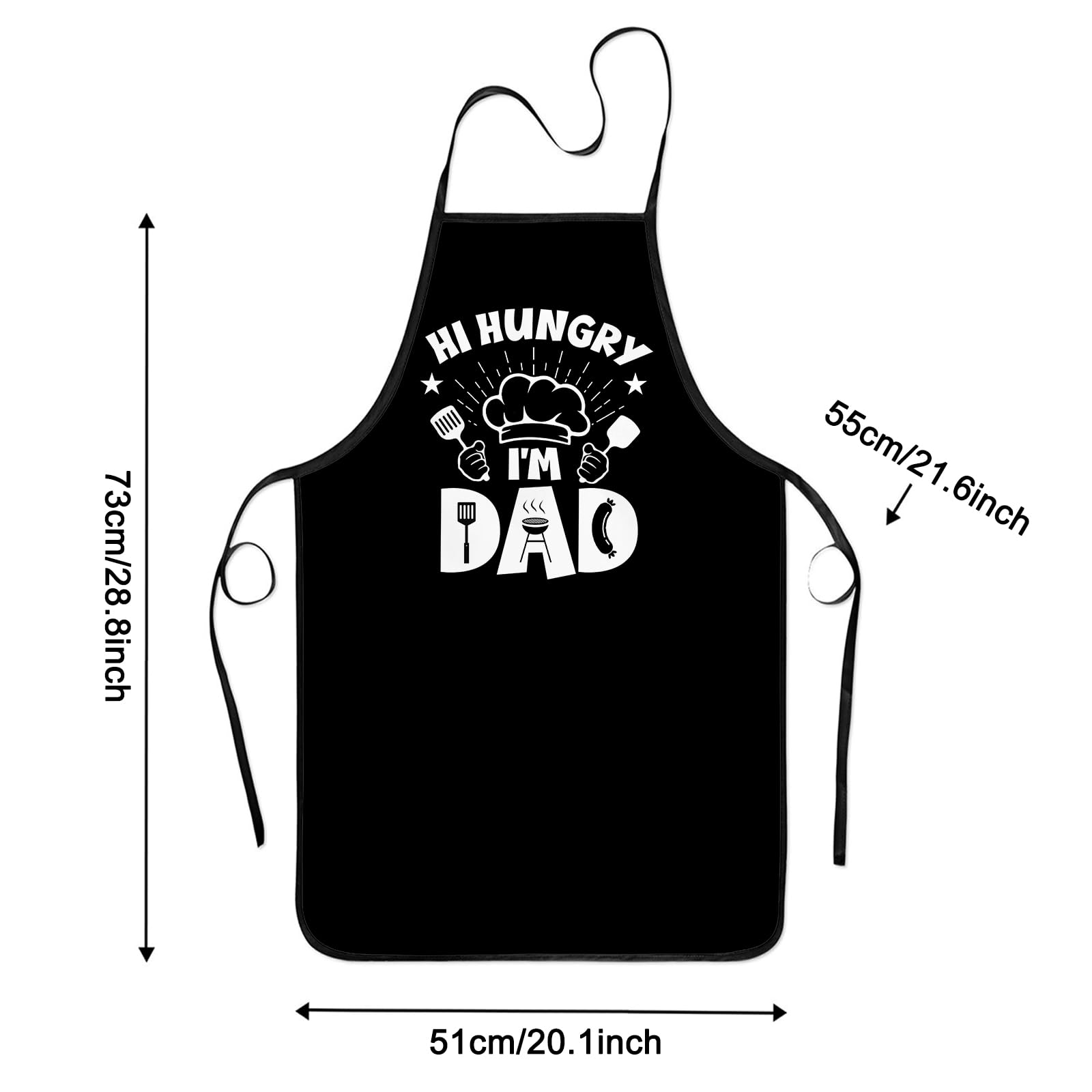 Delantales divertidos para hombre, para hornear, delantales de cocina para hombre, color negro, con texto en inglés "Hi Hungry I'm Dad" para cocinar, regalo para papá, cumpleaños, día del