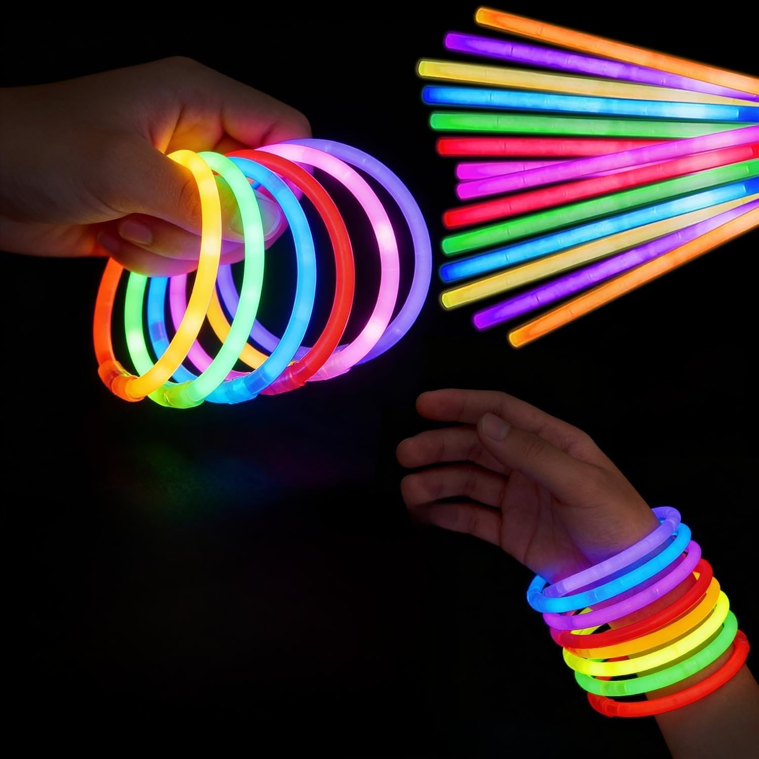 UMEELR 50 Pcs Glow Sticks with 24 Pcs Cards, Easter Egg Basket Stuffing,Egg Hunt Party Favors School Classroom Prize