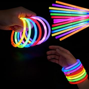 50 Pcs Glow Sticks with 24 Pcs Cards, Easter Egg Basket Stuffing,Egg Hunt Party Favors School Classroom Prize