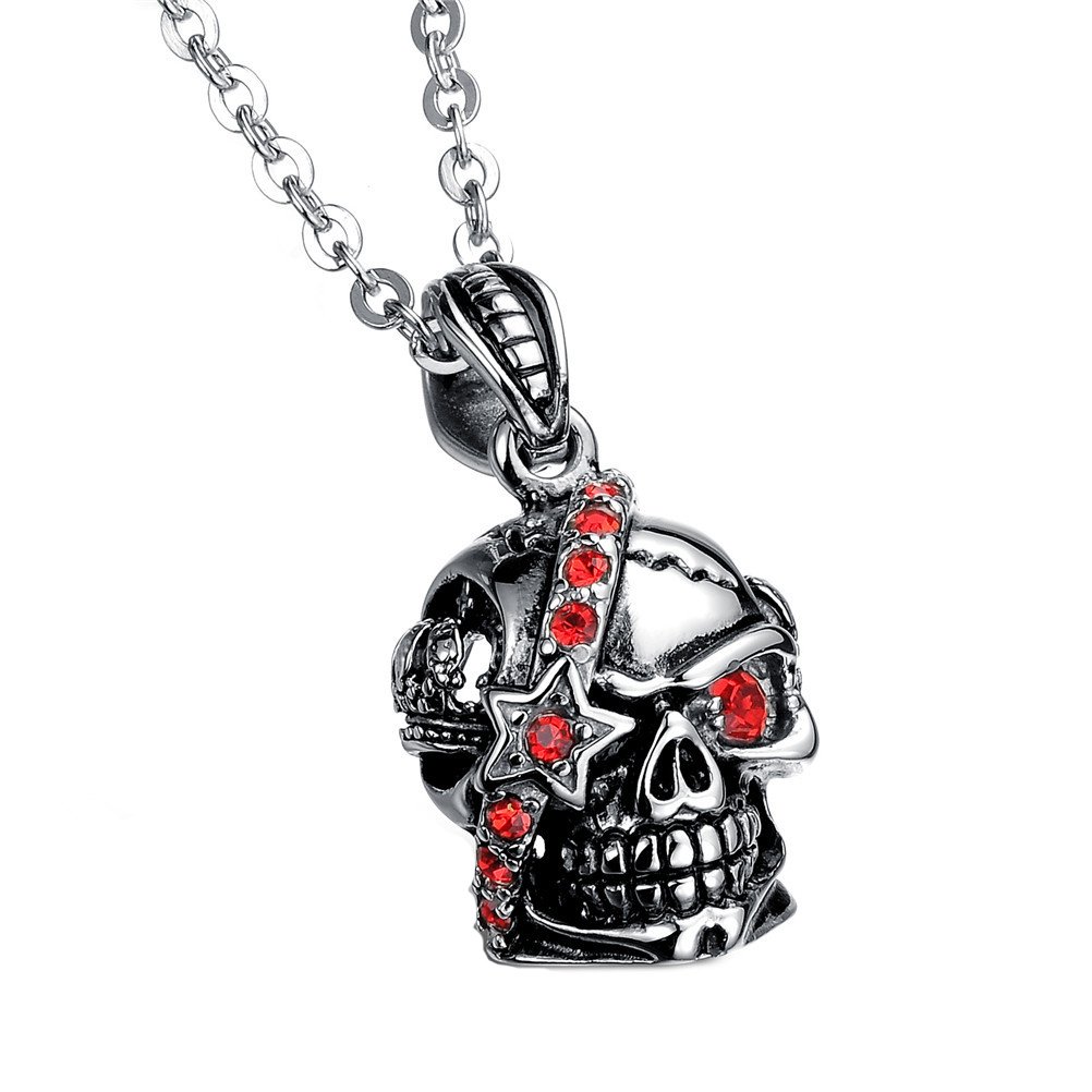 Collana Uomo PAURO In Acciaio Inox - Ciondolo Con Due Spade E Drago