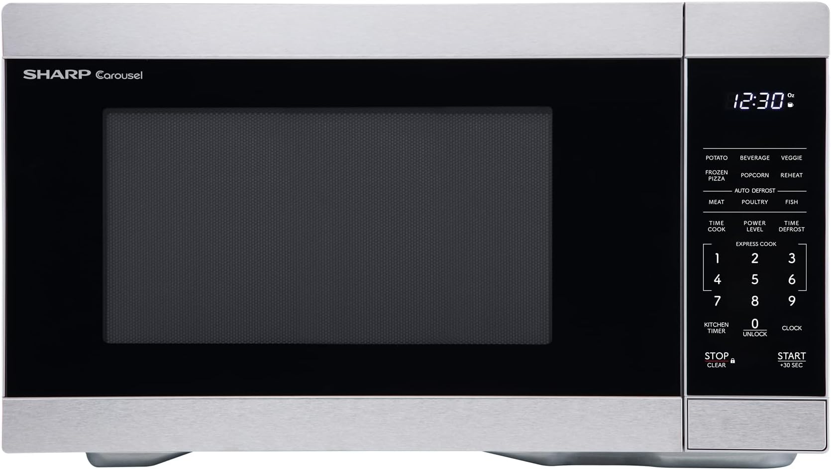 Countertop Microwave Oven with Removable 12.4" Carousel Turntable, 1000 Watt, 1.1 Cubic Feet, Stainless Steel