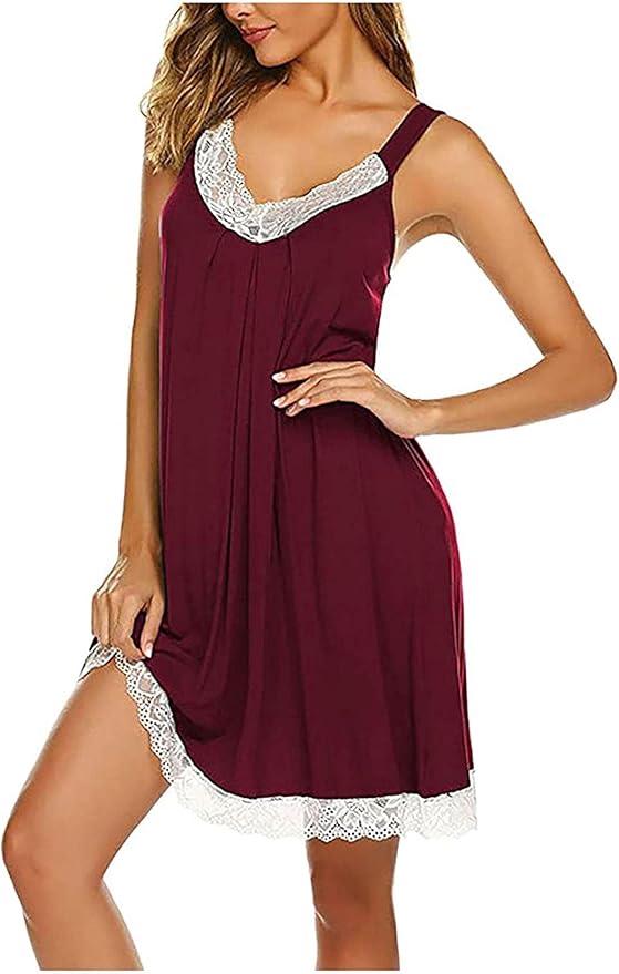 Robe de nuit tendance pour femme Couleur pure Élégante Sans