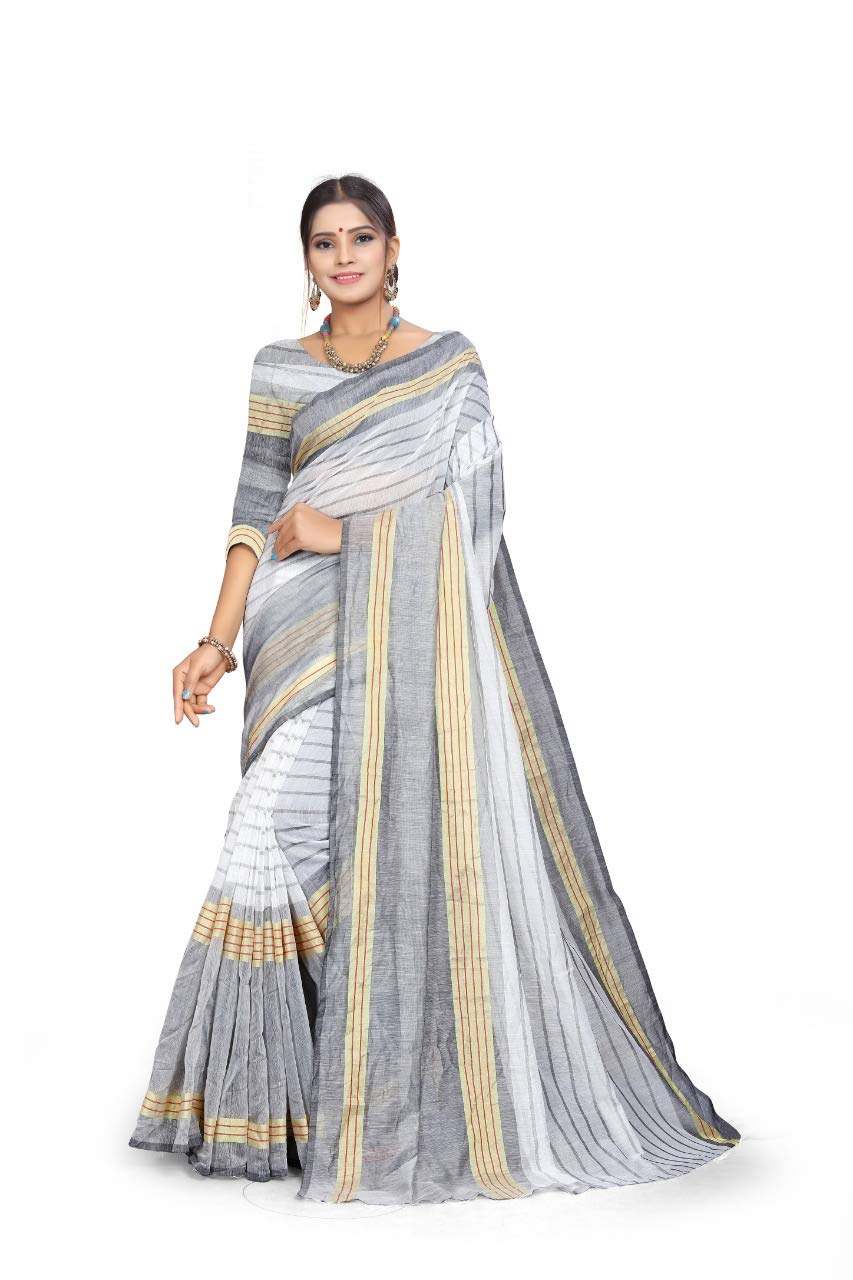 Somya Cotton Blend Saree (Saree0010_Off White)