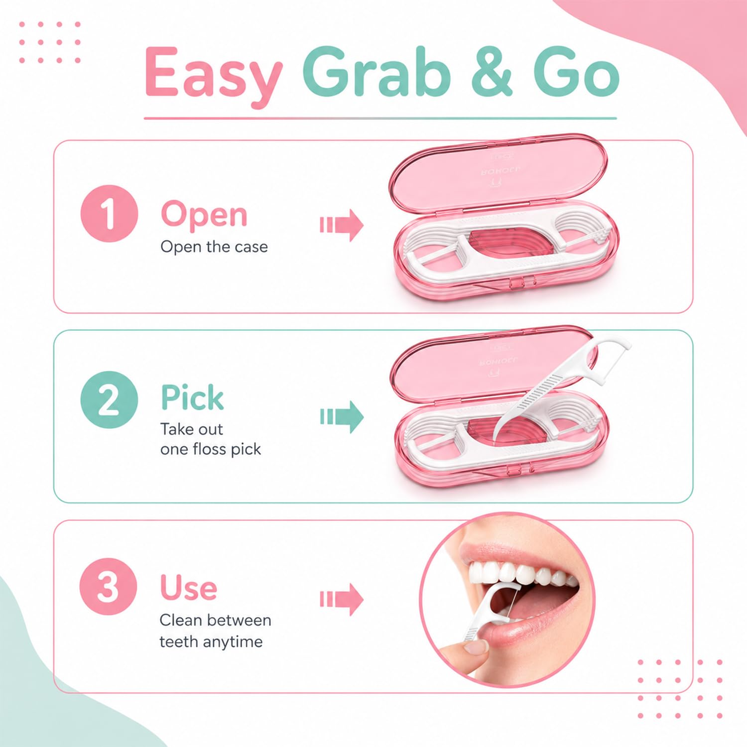 DYOUS - Dispensador portátil para púas de hilo dental, estuche de viaje para hilo dental