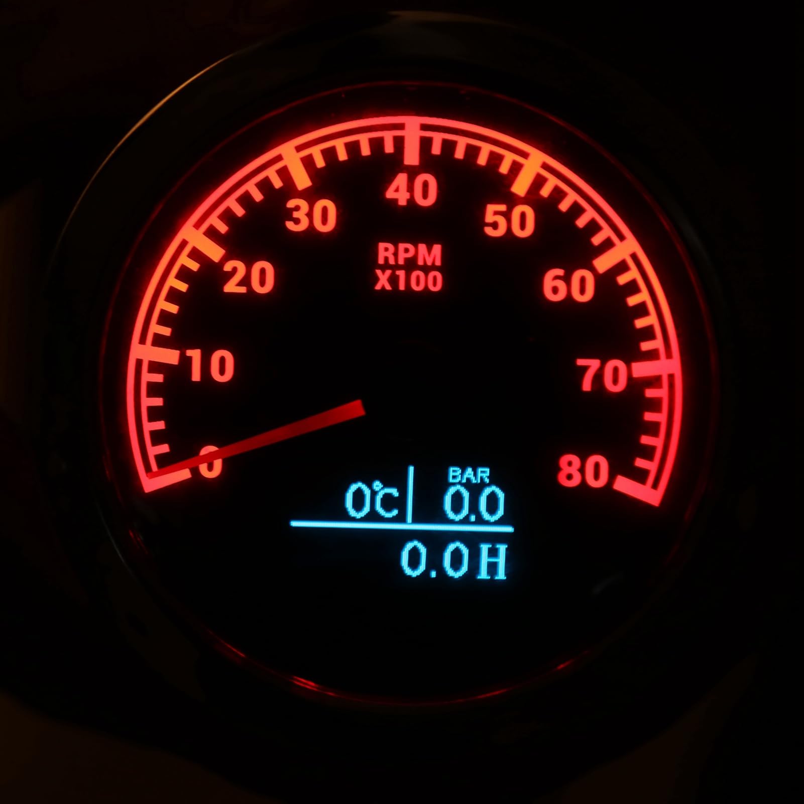 Tachymètre 3 en 1 pour température de l'eau, pression d'huile et compteur horaire pour voiture, camion, bateau, affichage pointeur IP67 avec cadran blanc et moteur pas à pas haute (Cadran noir)