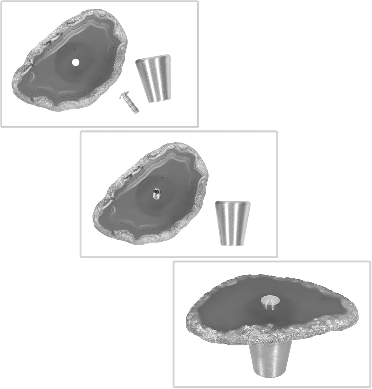 mookaitedecor Set of 4 Agate Slice Drawer Pulls with Screws, Decorative Agate Geode Crystal Cabinet Knobs for Dresser Cupboard Kitchen Decor, Yellow
