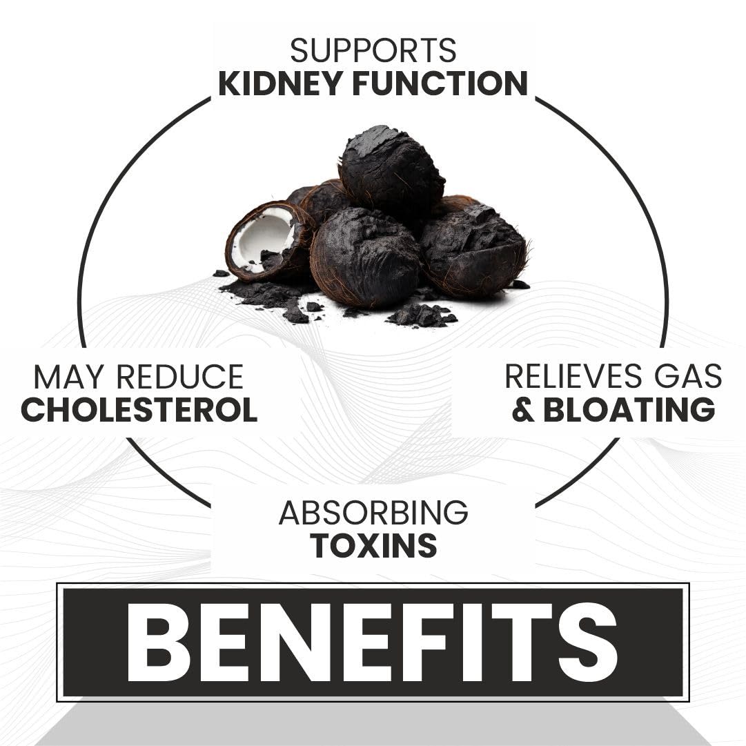 Raskam Activated Charcoal 600mg – Natural Detox & Digestive Cleanser | Supports Bloating Relief & Gas | 120 Vegan Tablets 3