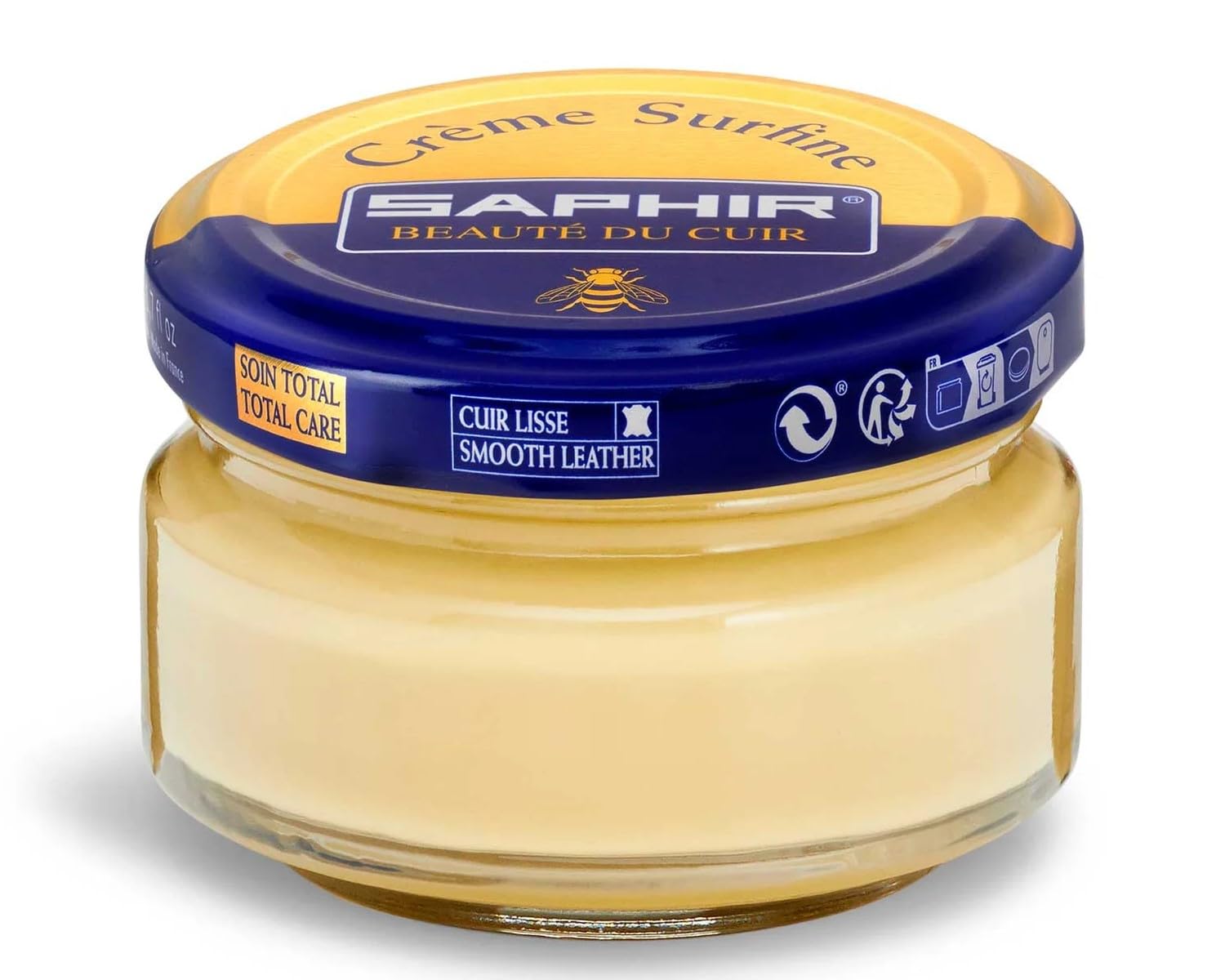 SAPHIR Creme Surfine Pommadier Shoe Polish - Beeswax Cream for Leather Products