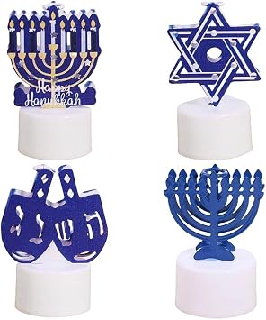 Hanukkah Decorations, 4pcs Led Hanukkah Electric Menorah, Chanukah Lights Candle Holder for Jewish Home Bedroom Living Room
