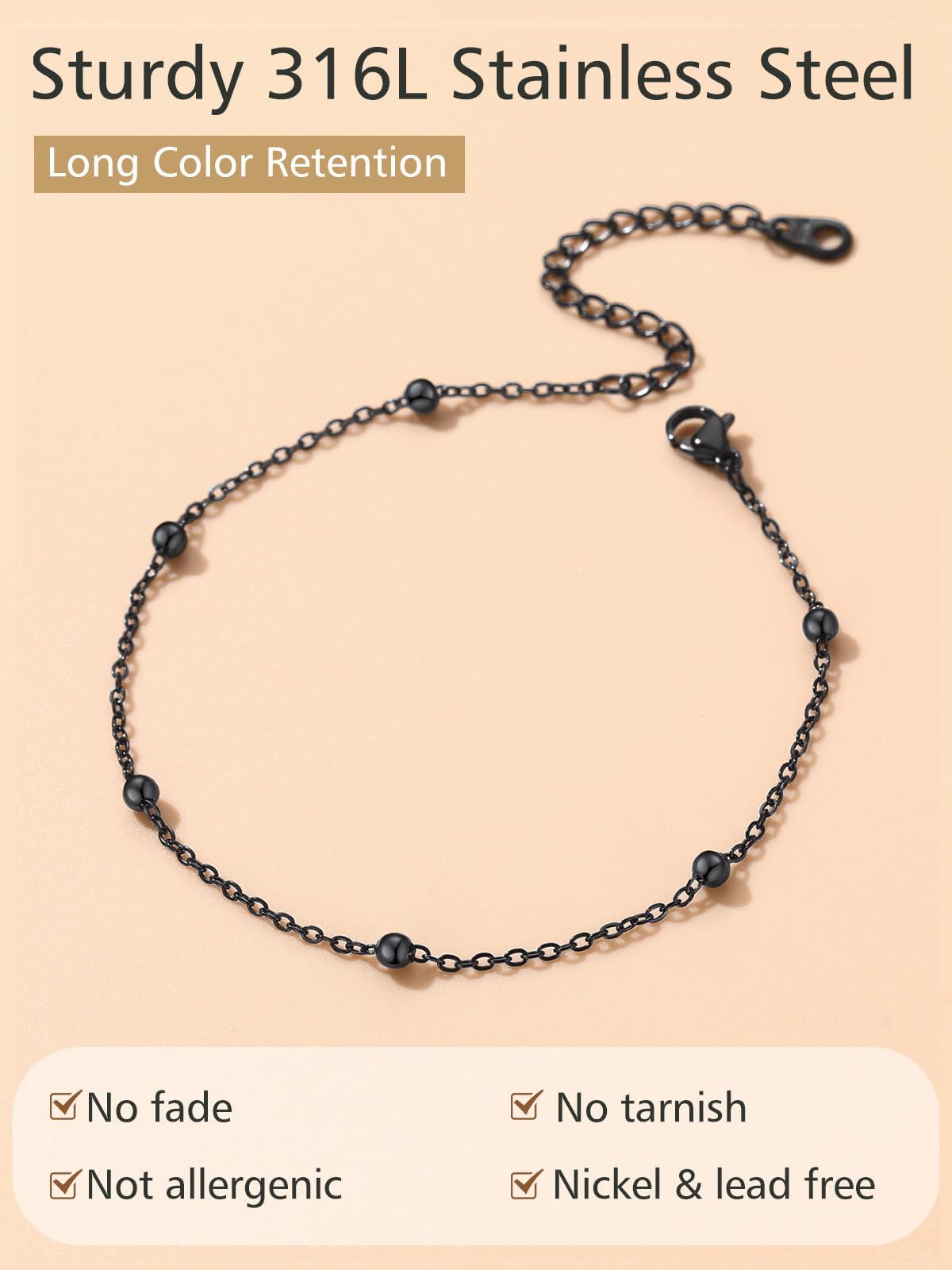 FindChic Tobillera Mujer Pulsera de Cadena Eslabones Acero Inoxidable Pulseras para Tobillo Tobillera para Verano Playa 22cm+5cm