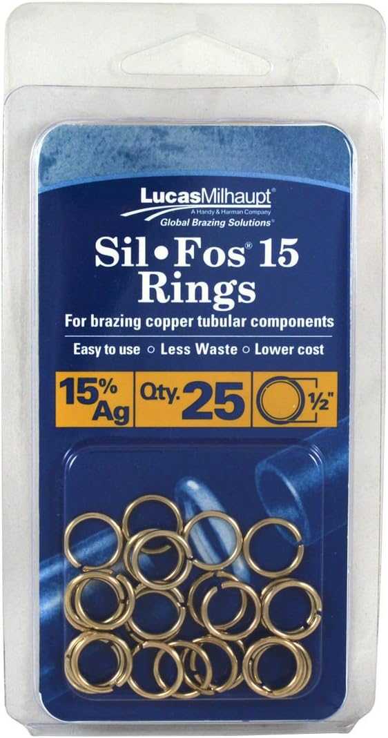 Sil Fos 15% Silver Rings, 25 Rings For 1/2" OD Copper Tubular Components, 98702