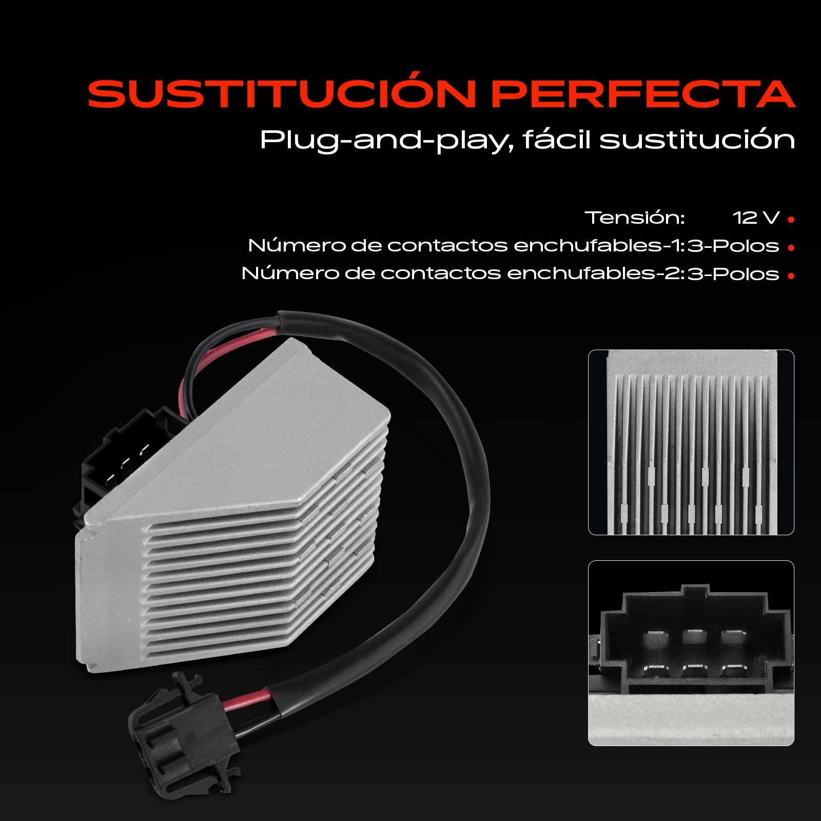Frankberg Resistencia del calentador Regulador del soplador 6 Polos Compatible con Polo 6C1 6R1 Polo 9A 9N Ibiza IV 6J5 6P1 Fdeia III Touring NJ5 Fdeia II 542 Replace# 6Q1907521B
