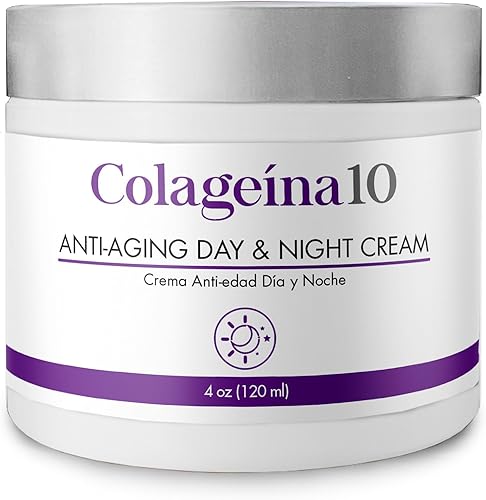 Colageina 10 Crema Antienvejecimiento de día y de noche, Crema facial, Ayuda a hidratar y suavizar la piel, Suaviza las líneas de expresión, 120 ml,