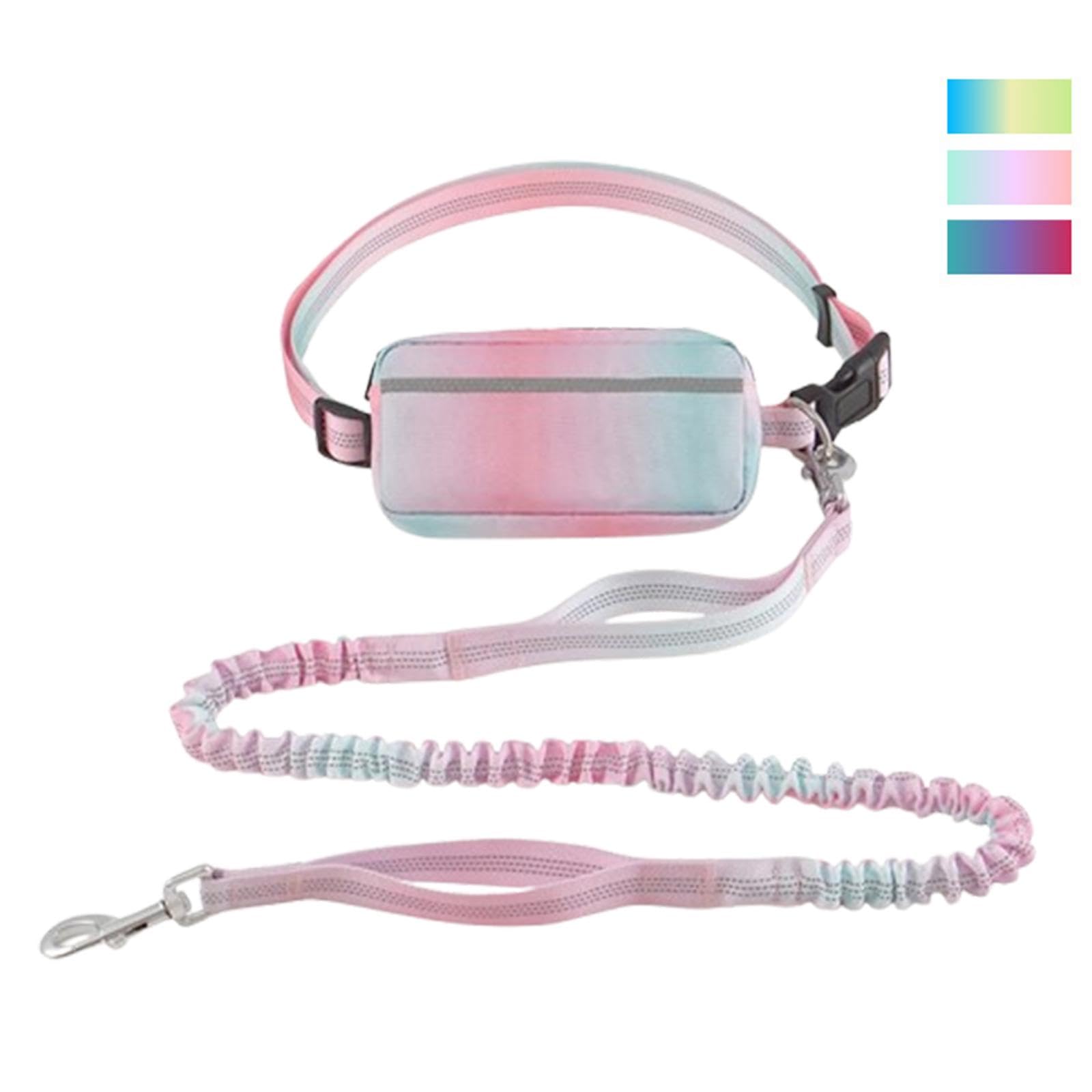 Guinzaglio per Cani con Impugnatura Imbottita, in Nylon, con Striscia Riflettente E Tasca con Cerniera per L'addestramento, Rosa