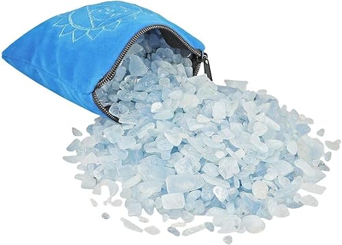 Miniatura 2 de SUNYIK Paquete de 2 almohadas de cristal de chakra de aguamarina y cuarzo rosa para curación de reiki, 0.5 libras / paquete