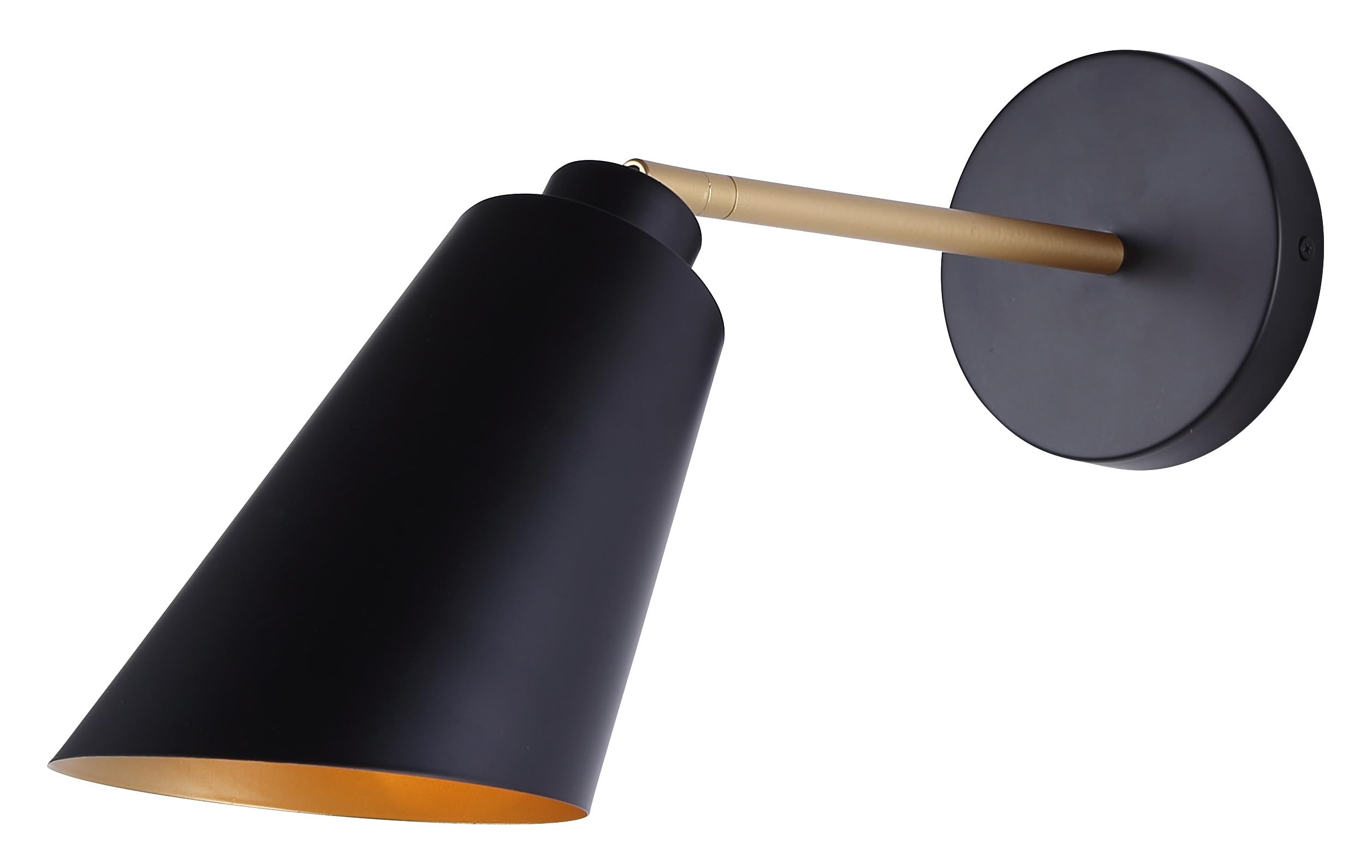 Canarm Rame 1-Light Bathroom Vanity Light, Matte Black and Gold Finish Modern Wall Sconce for Bathroom, Powder Room, or Mirror Lighting