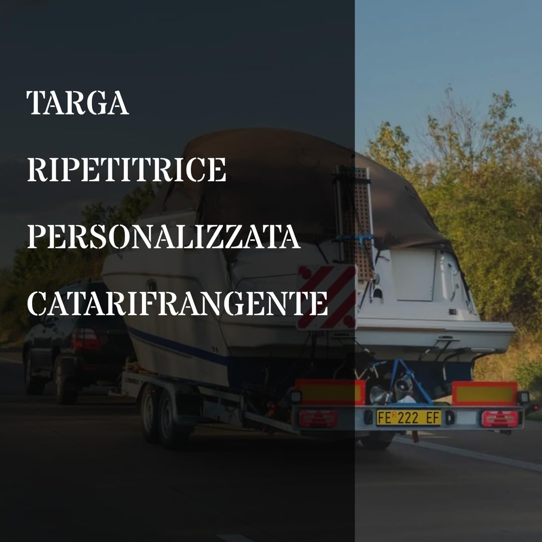Targa Ripetitrice Alluminio Catarifrangente Made in Italy Portabici Carrelli Rimorchi Dimensioni Originali Caratteri Omologati R Rossa Inclusa