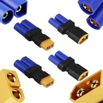 Nobranded 4pcs XT60 to EC5 Male Female Adapter, XT60 to Male Female EC5 Connector Adapter No Wires RC LiPo Battery Connectors
